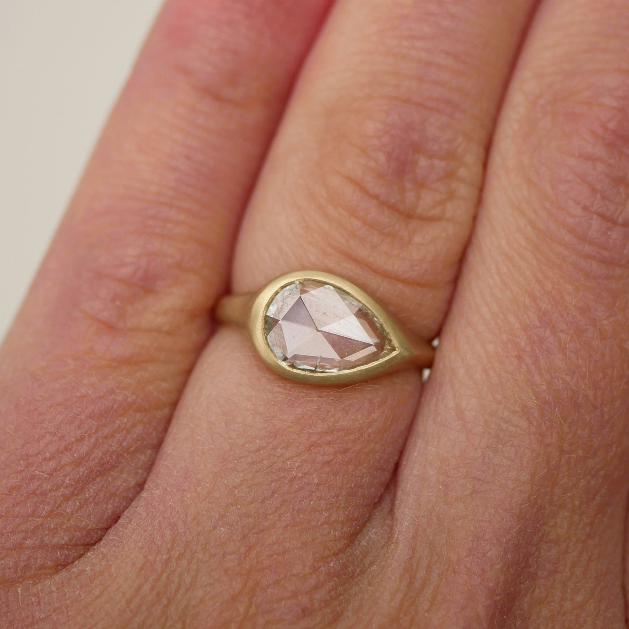 1.00ct Pear Rosecut <br><b> Emily Warden Designs </b>| Rosecut Diamond Pear Signet