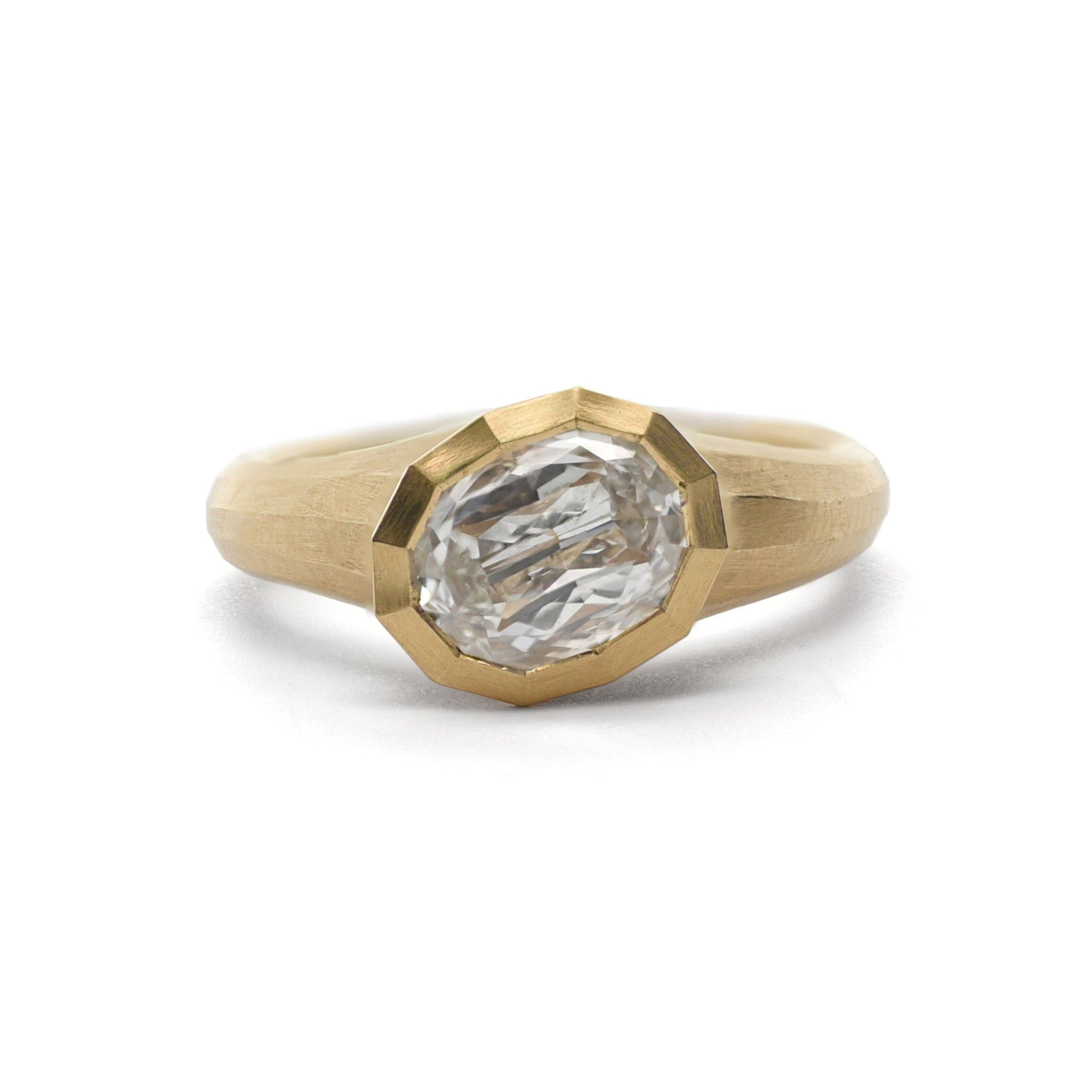 1.01ct Oval Brilliant <br> <b>McCaul </b>| Faceted Arris Ring