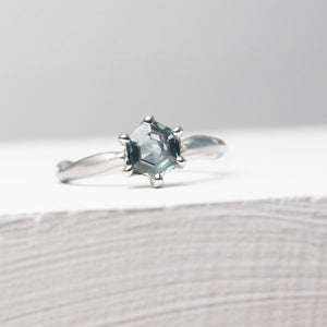 0.87ct Hexagon Step Cut Sapphire <br><b> Ileava Jewelry </b>| Hexagon Water Ring