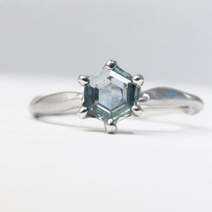 0.87ct Hexagon Step Cut Sapphire <br><b> Ileava Jewelry </b>| Hexagon Water Ring