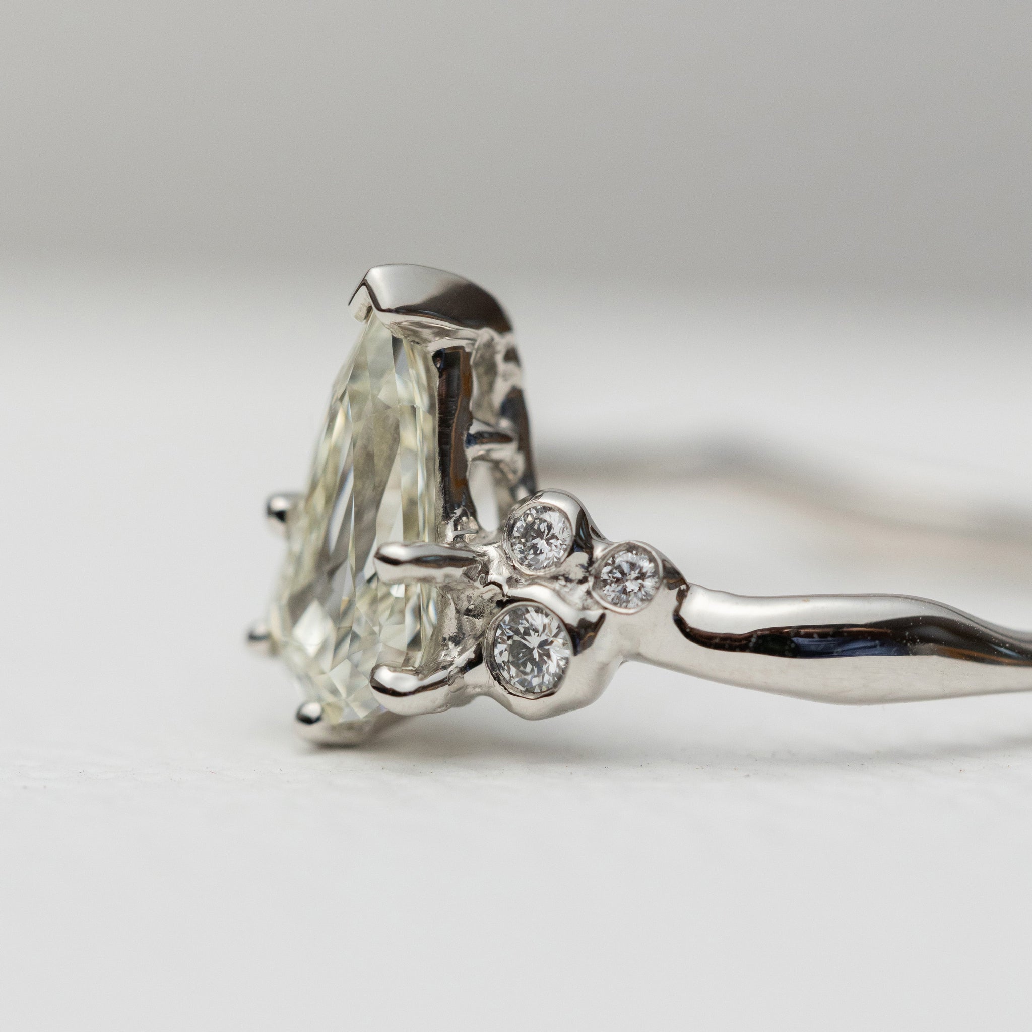 1.01ct Geo Pear Step Cut <br><b> Ileavea Jewelry </b>| Water with Berries Platinum Ring