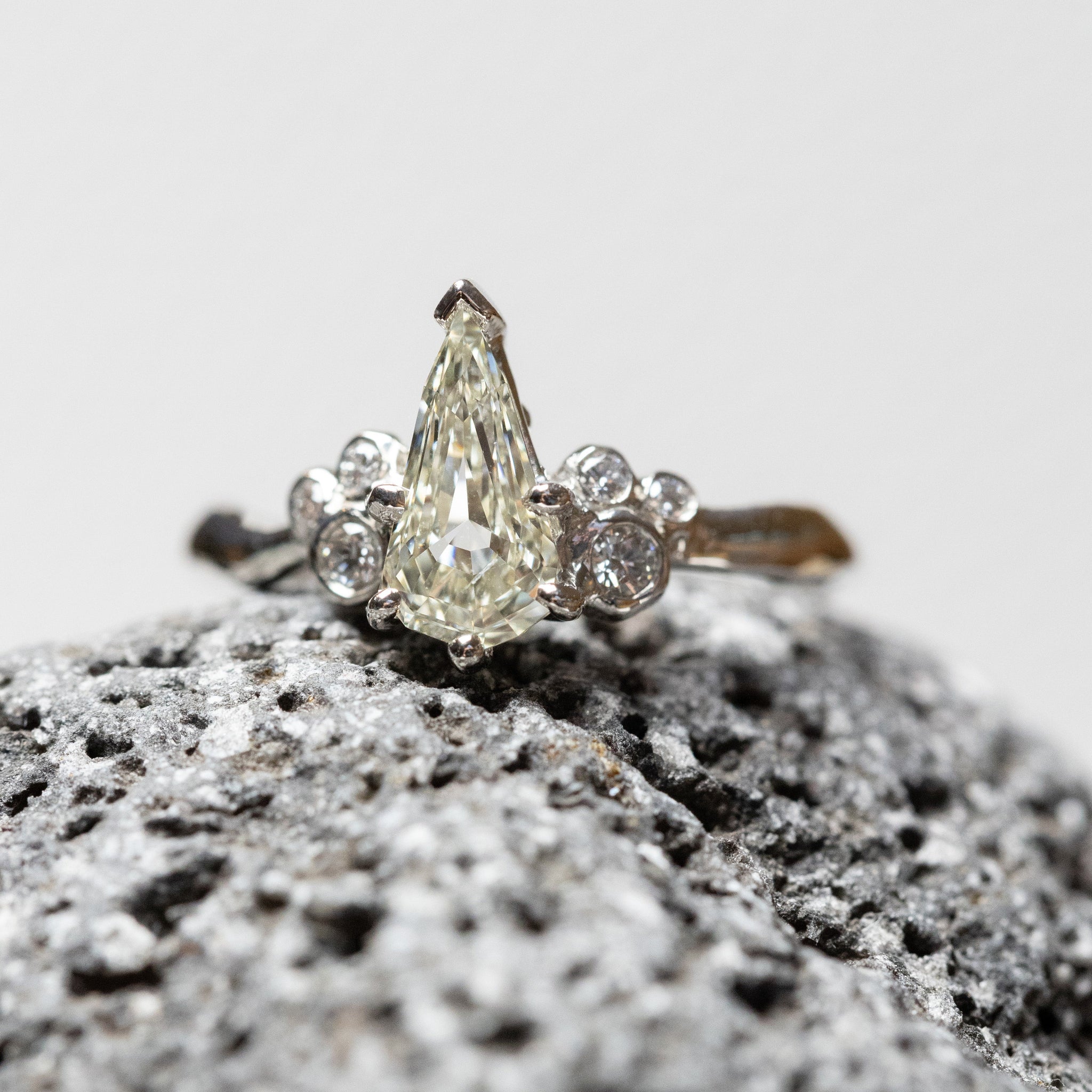 1.01ct Geo Pear Step Cut <br><b> Ileavea Jewelry </b>| Water with Berries Platinum Ring