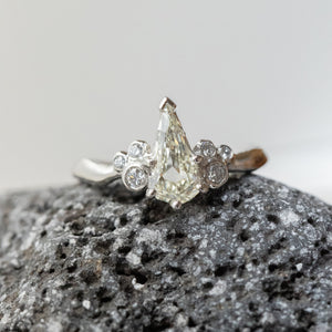 1.01ct Geo Pear Step Cut <br><b> Ileavea Jewelry </b>| Water with Berries Platinum Ring