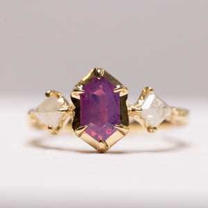 1.09ct Hexagon Step Cut Sapphire <br><b> Ileava Jewelry </b>| Three-Stone Ring
