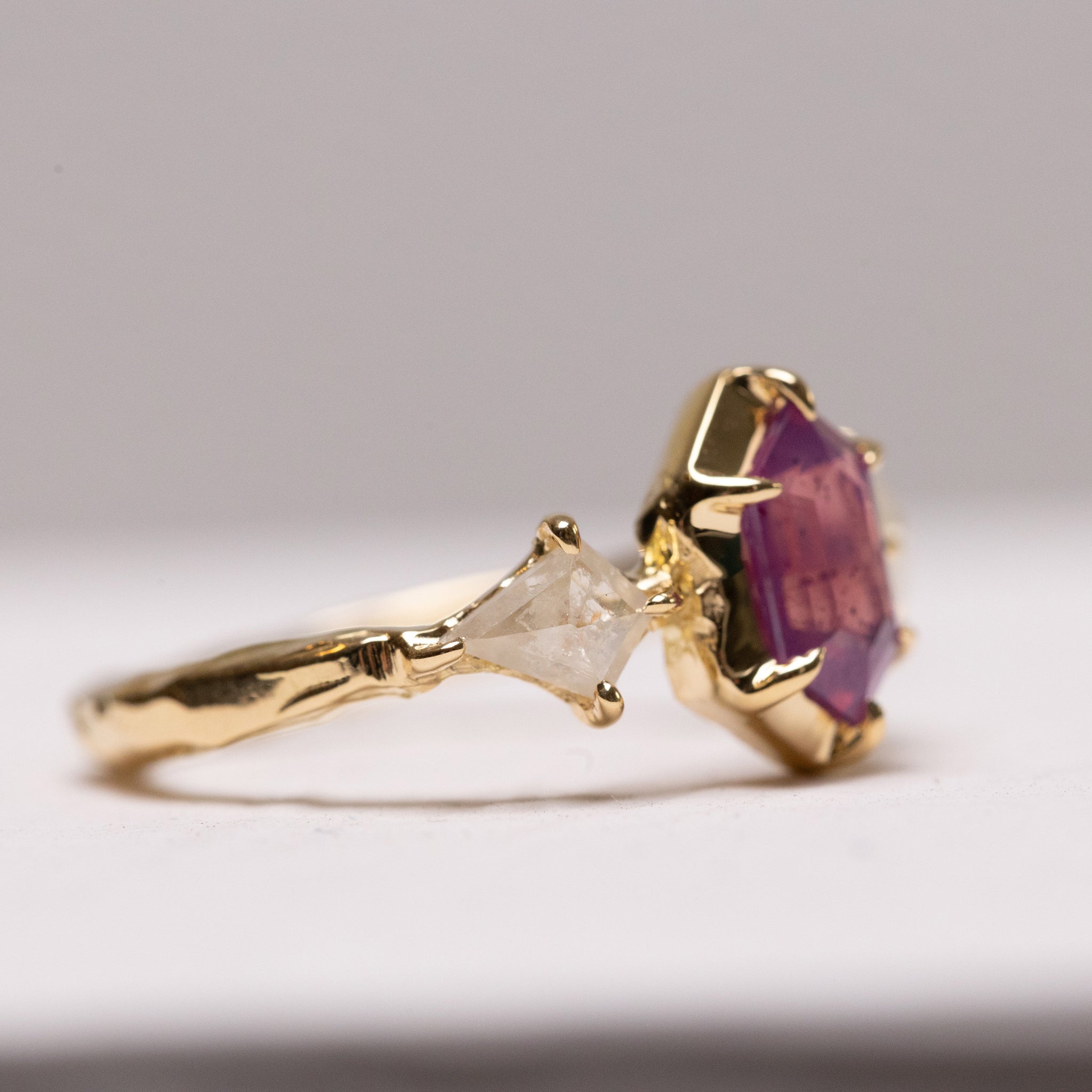 1.09ct Hexagon Step Cut Sapphire <br><b> Ileava Jewelry </b>| Three-Stone Ring