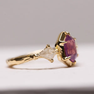 1.09ct Hexagon Step Cut Sapphire <br><b> Ileava Jewelry </b>| Three-Stone Ring