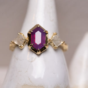 1.09ct Hexagon Step Cut Sapphire <br><b> Ileava Jewelry </b>| Three-Stone Ring