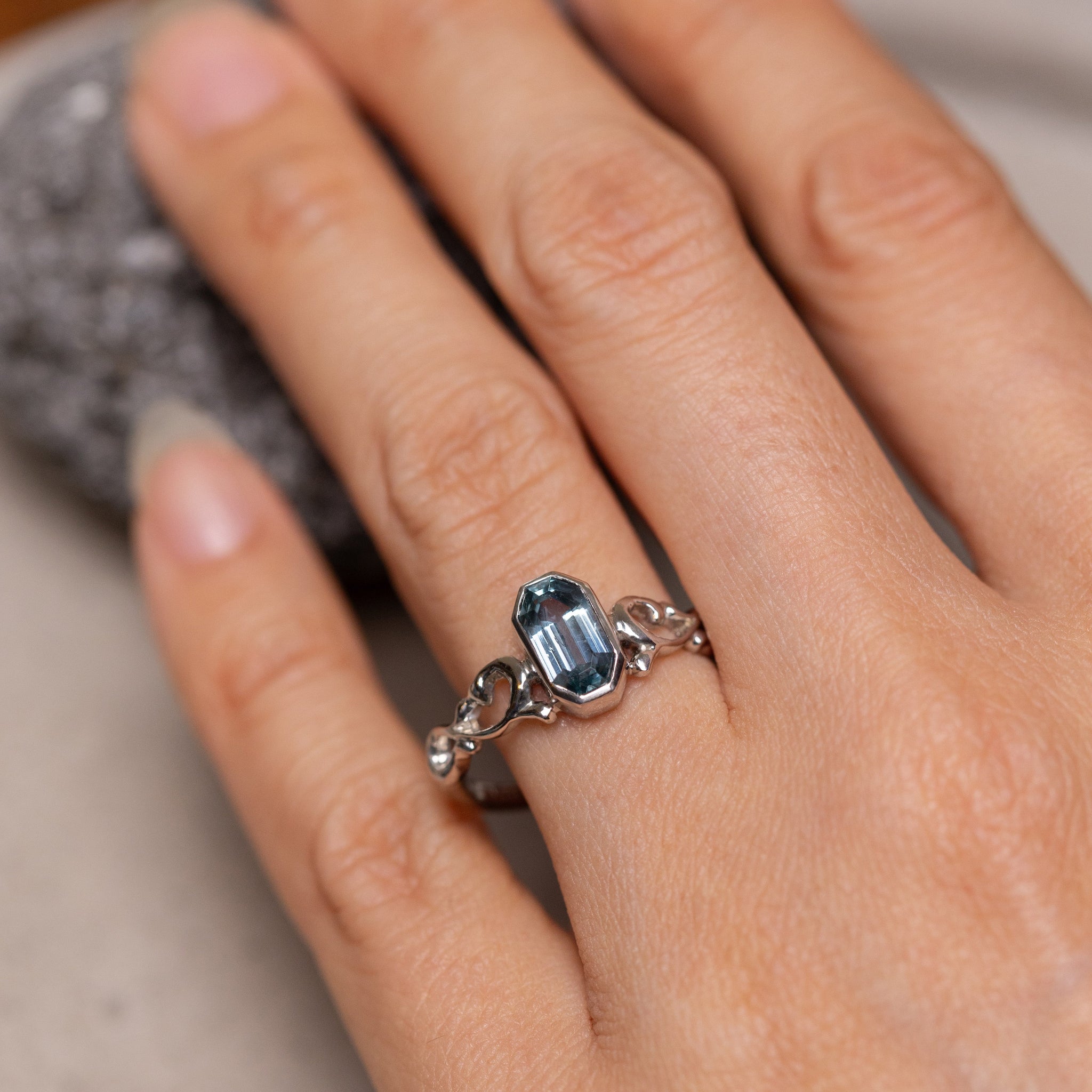 1.46ct Octagon Step Cut Sapphire <br><b> Ileava Jewelry </b>| Lace Ring