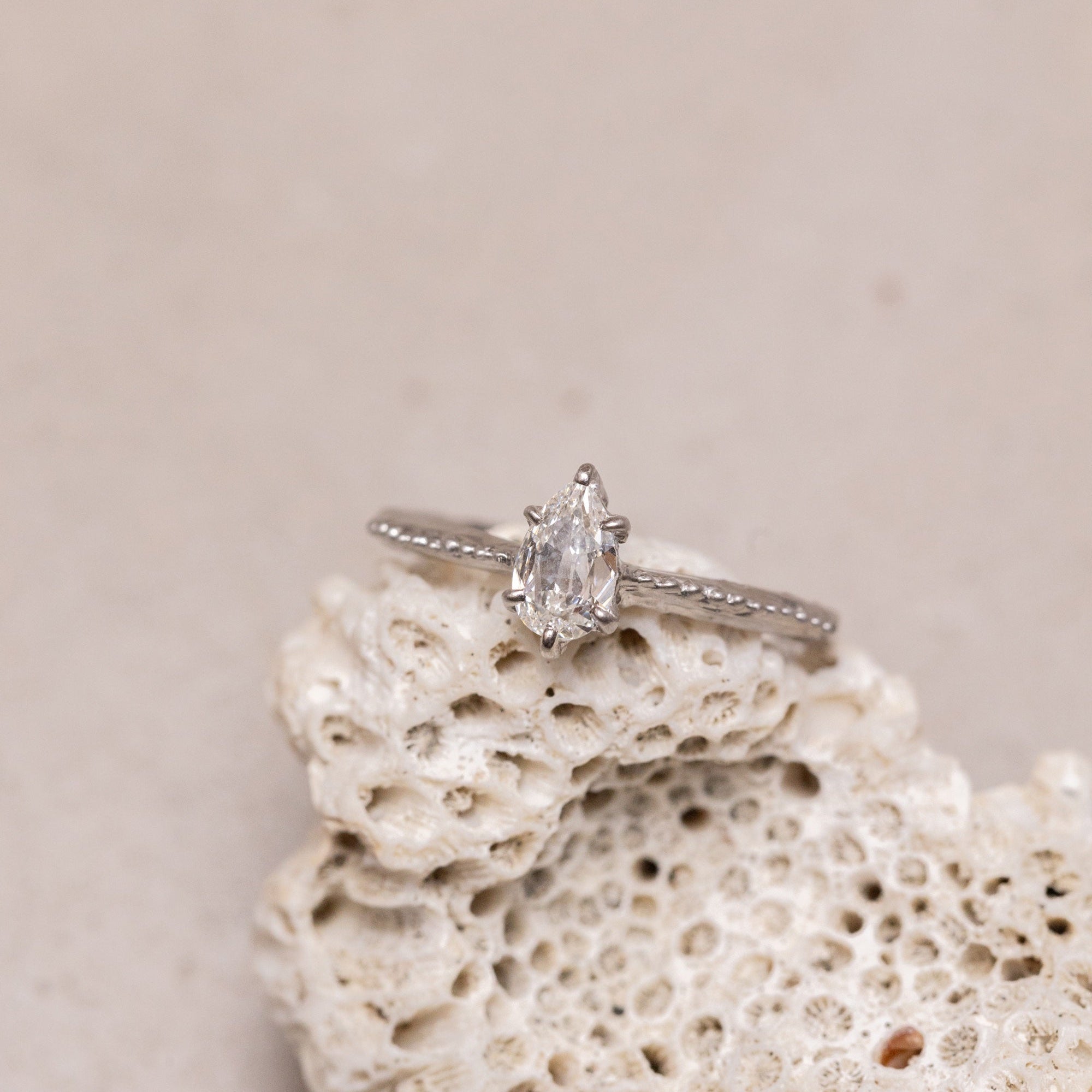 0.51ct Pear Brilliant <br><b> Ileava Jewelry </b>| Modern Antique Cut Pear Shape Diamond Ring