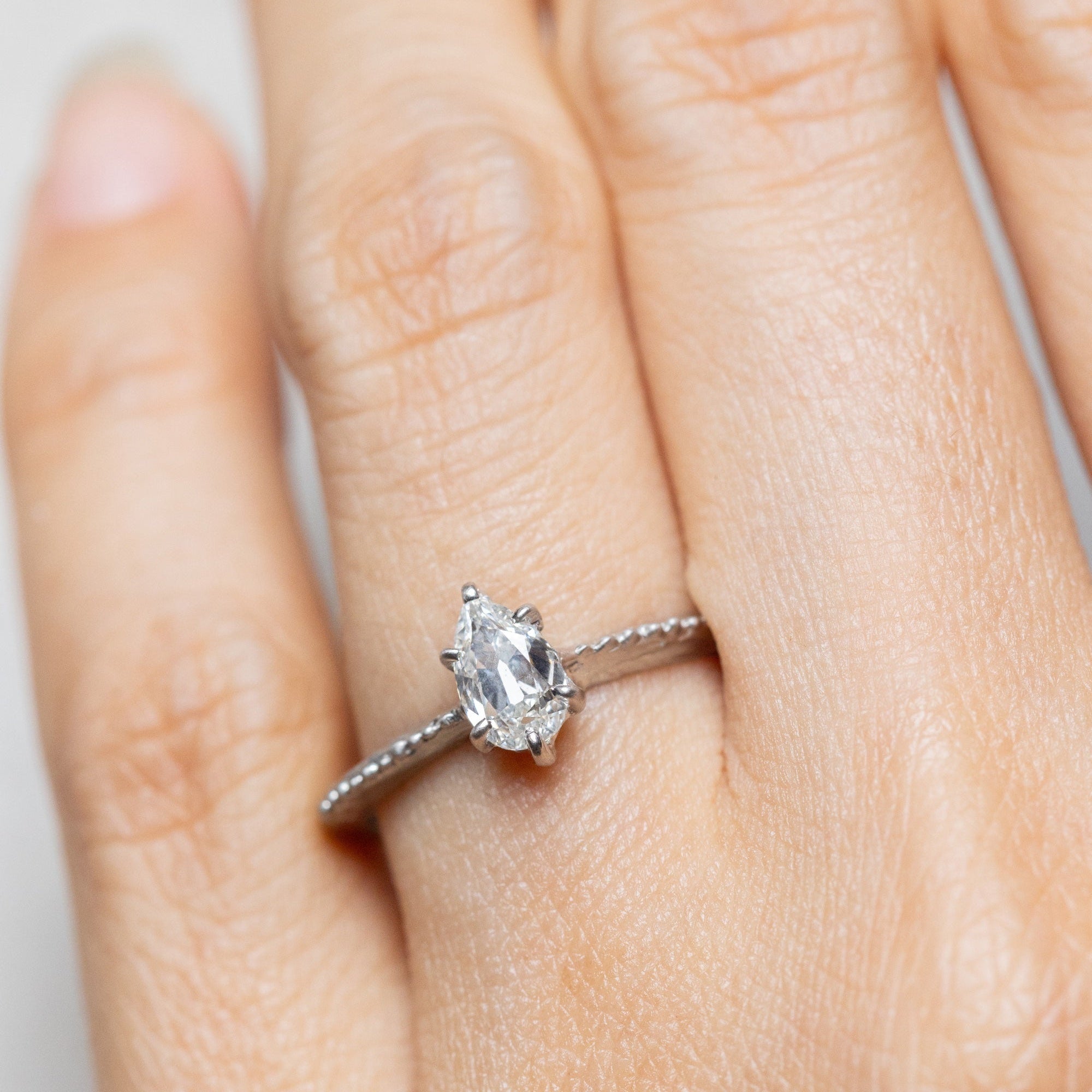 0.51ct Pear Brilliant <br><b> Ileava Jewelry </b>| Modern Antique Cut Pear Shape Diamond Ring