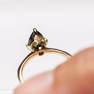 1.38ct Pear Brilliant Sapphire <br><b> Ileava Jewelry </b>| Deep Teal Sapphire Ring