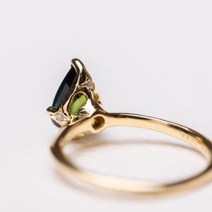 1.38ct Pear Brilliant Sapphire <br><b> Ileava Jewelry </b>| Deep Teal Sapphire Ring