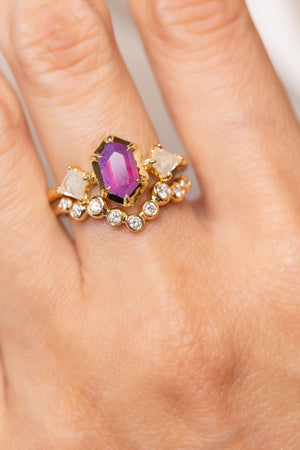 1.09ct Hexagon Step Cut Sapphire <br><b> Ileava Jewelry </b>| Three-Stone Ring