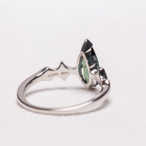 1.36ct Pear Brilliant Sapphire <br><b> Sylvie </b>| Elongated Sapphire Ring with Stardust Accents