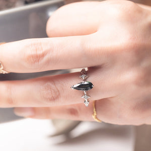 1.36ct Pear Brilliant Sapphire <br><b> Sylvie </b>| Elongated Sapphire Ring with Stardust Accents