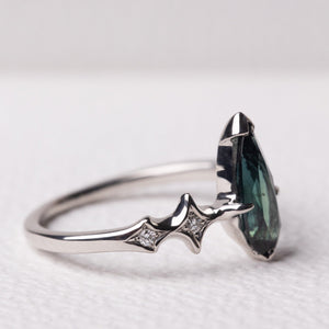 1.36ct Pear Brilliant Sapphire <br><b> Sylvie </b>| Elongated Sapphire Ring with Stardust Accents