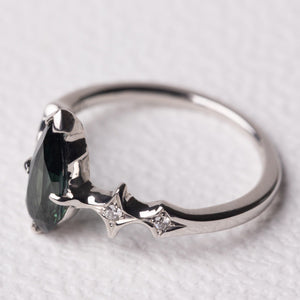 1.36ct Pear Brilliant Sapphire <br><b> Sylvie </b>| Elongated Sapphire Ring with Stardust Accents