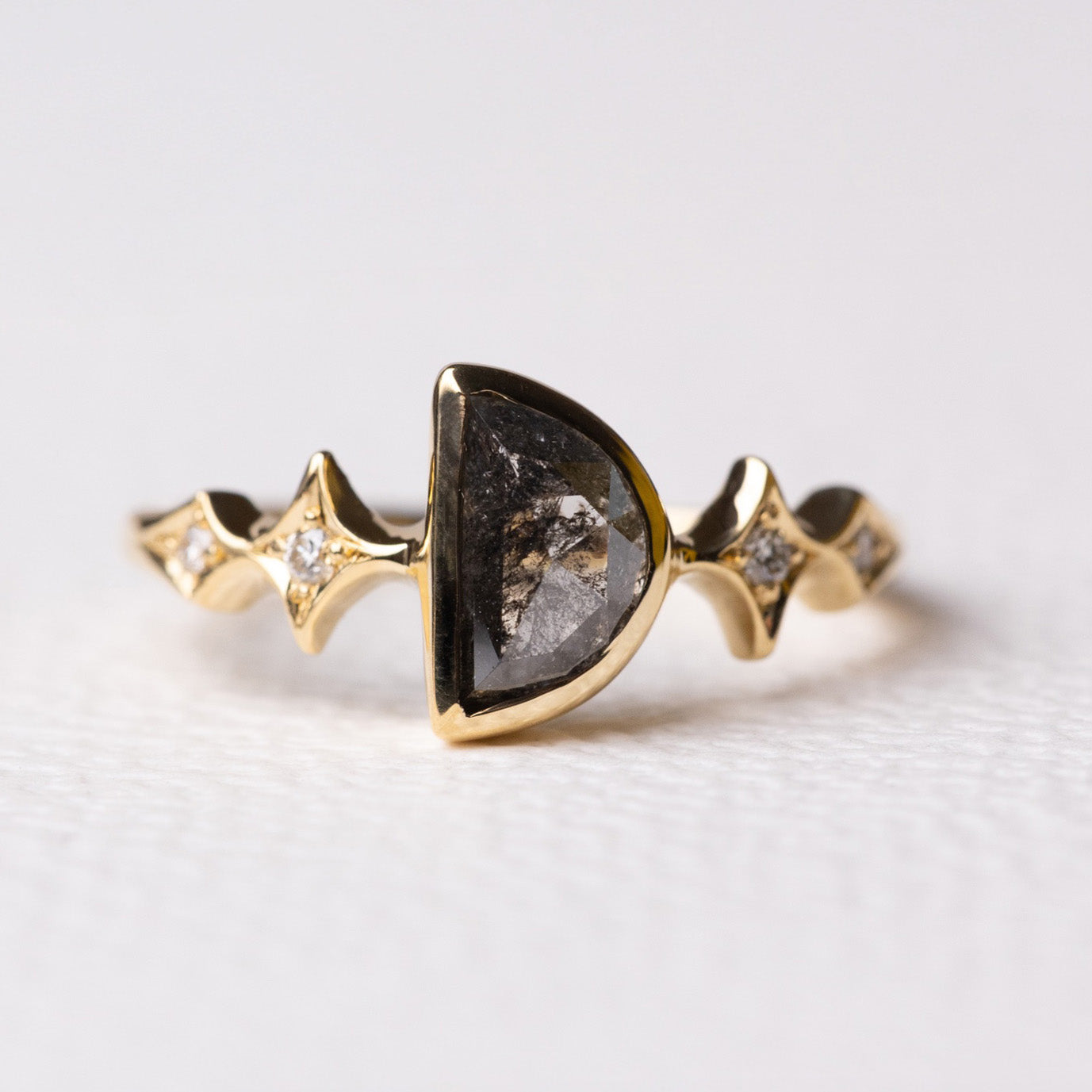1.08ct Half Moon Rosecut <br><b>Ileava Jewelry</b> | Sylvie | Dark Half Moon with Stardusts Ring