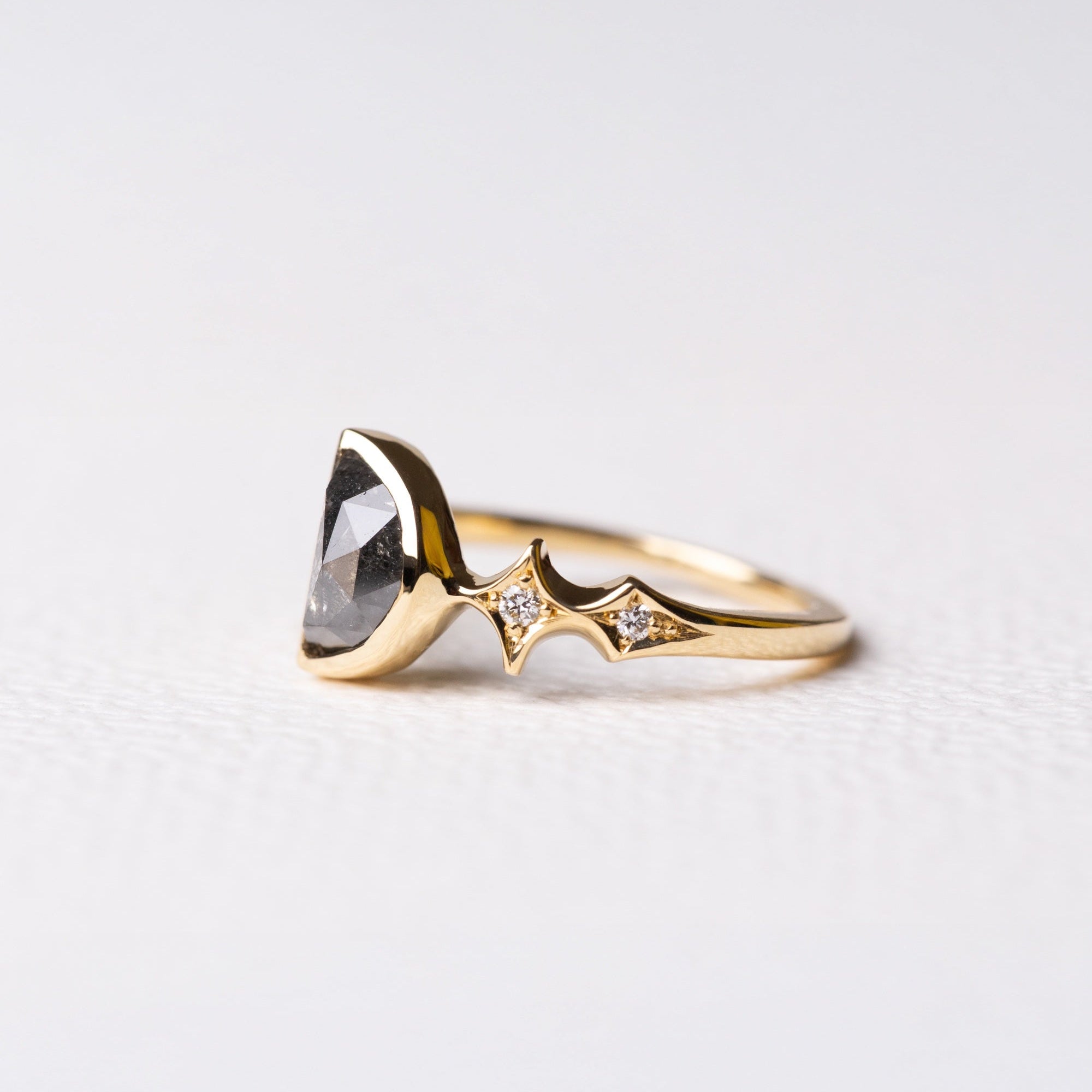 1.08ct Half Moon Rosecut <br><b>Ileava Jewelry</b> | Sylvie | Dark Half Moon with Stardusts Ring