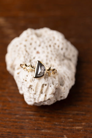 1.08ct Half Moon Rosecut <br><b>Ileava Jewelry</b> | Sylvie | Dark Half Moon with Stardusts Ring