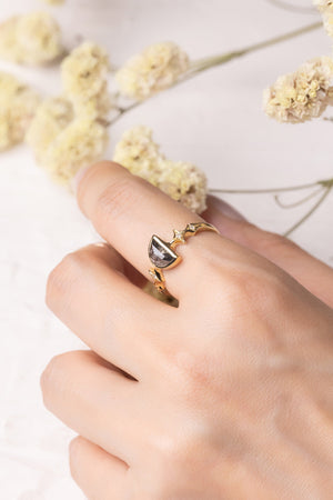 1.08ct Half Moon Rosecut <br><b>Ileava Jewelry</b> | Sylvie | Dark Half Moon with Stardusts Ring
