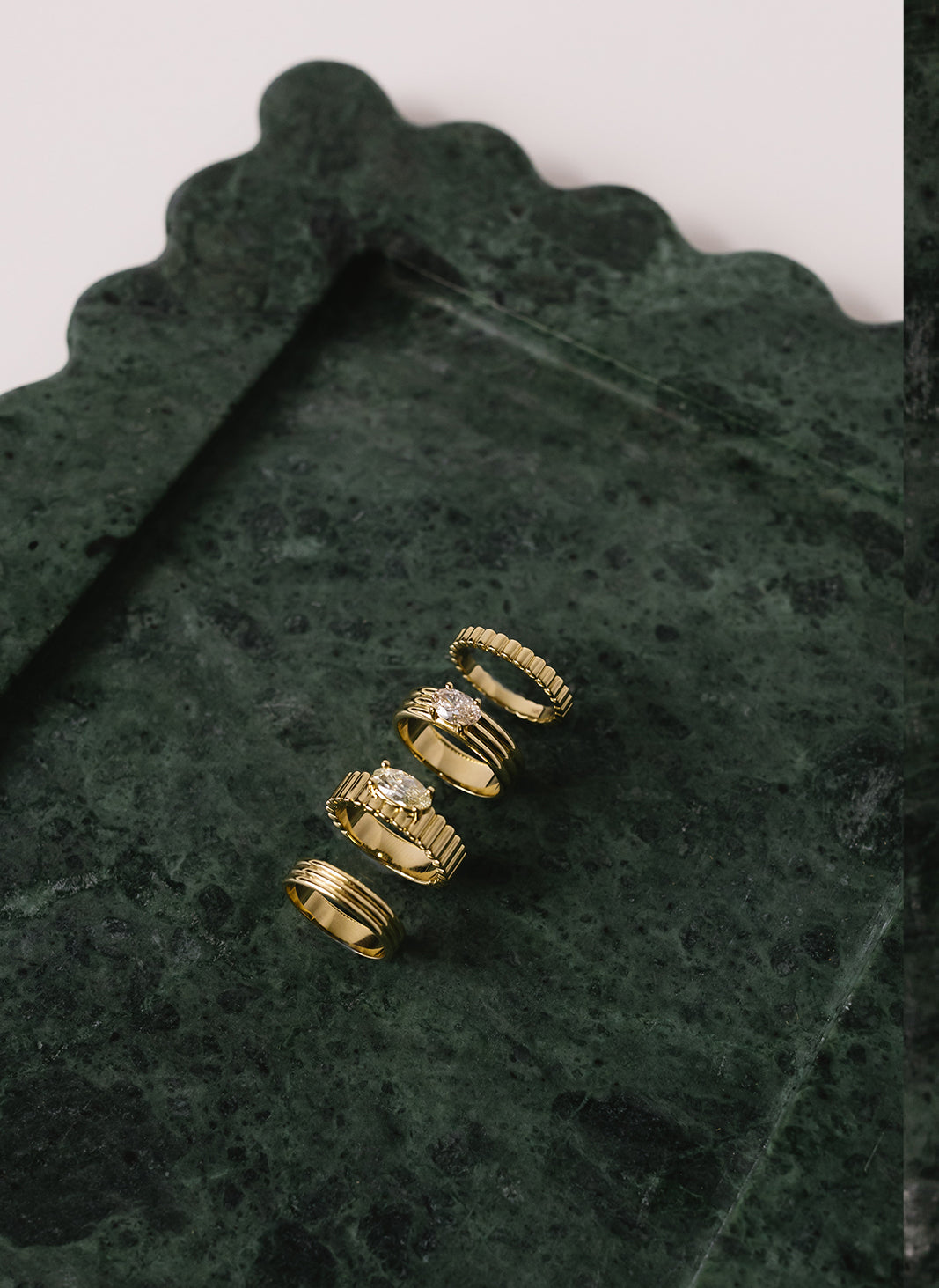 0.71ct Modern Antique Moval Brilliant <br><b>Emily Warden Designs</b> | Moval Diamond Grooved Cigar Band