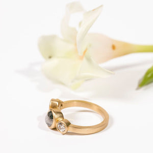 Midnight Stars Salt and Pepper Diamond Cluster Engagement Ring - MTD