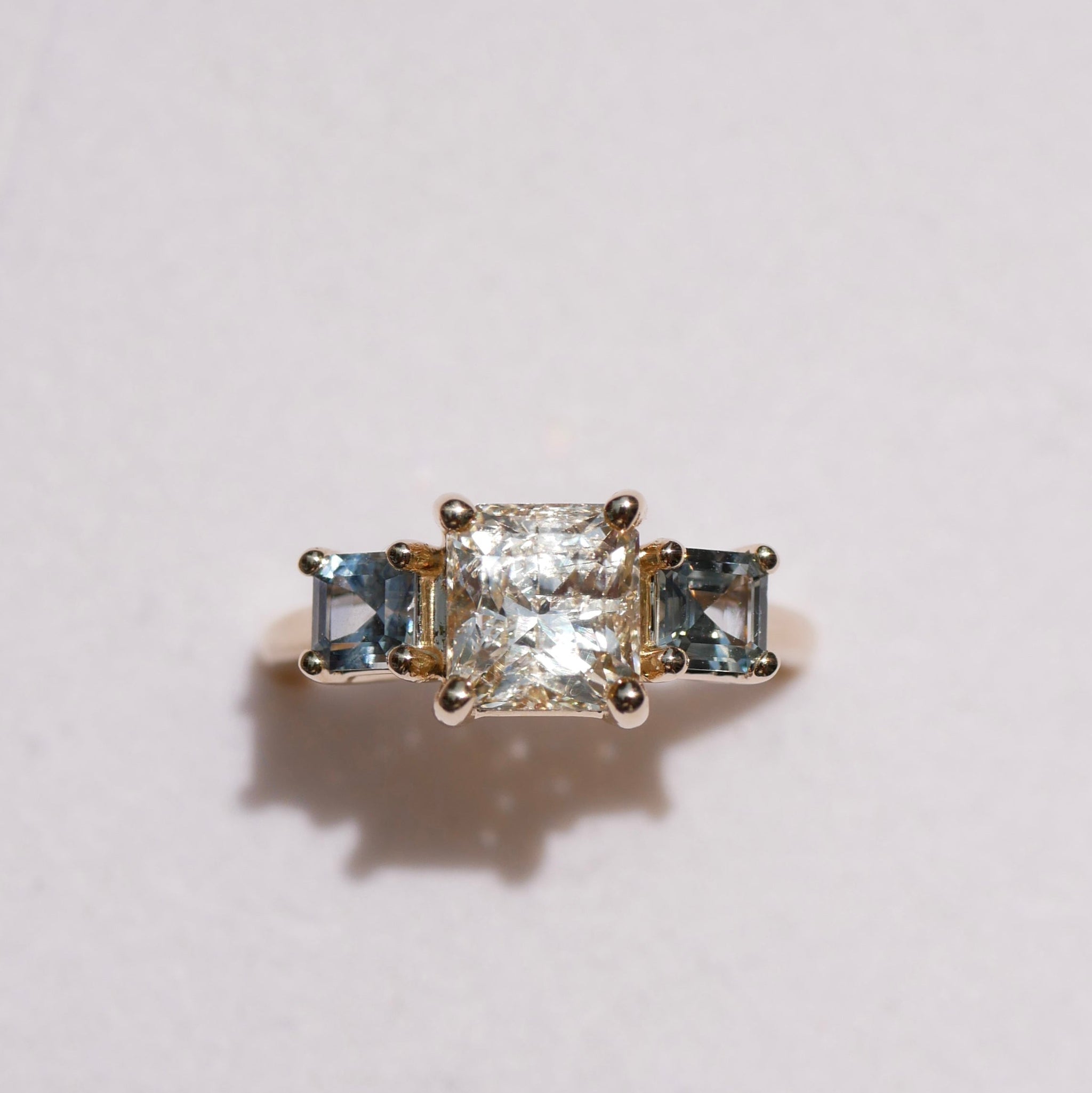 3.22cttw Cut Corner Rectangle Brilliant Sapphire <br><b> Emily Warden Designs </b>| Radiant Sapphire Triology