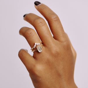 Shaela Elongated Hexagon Salt & Pepper Diamond Engagement Ring - MTD