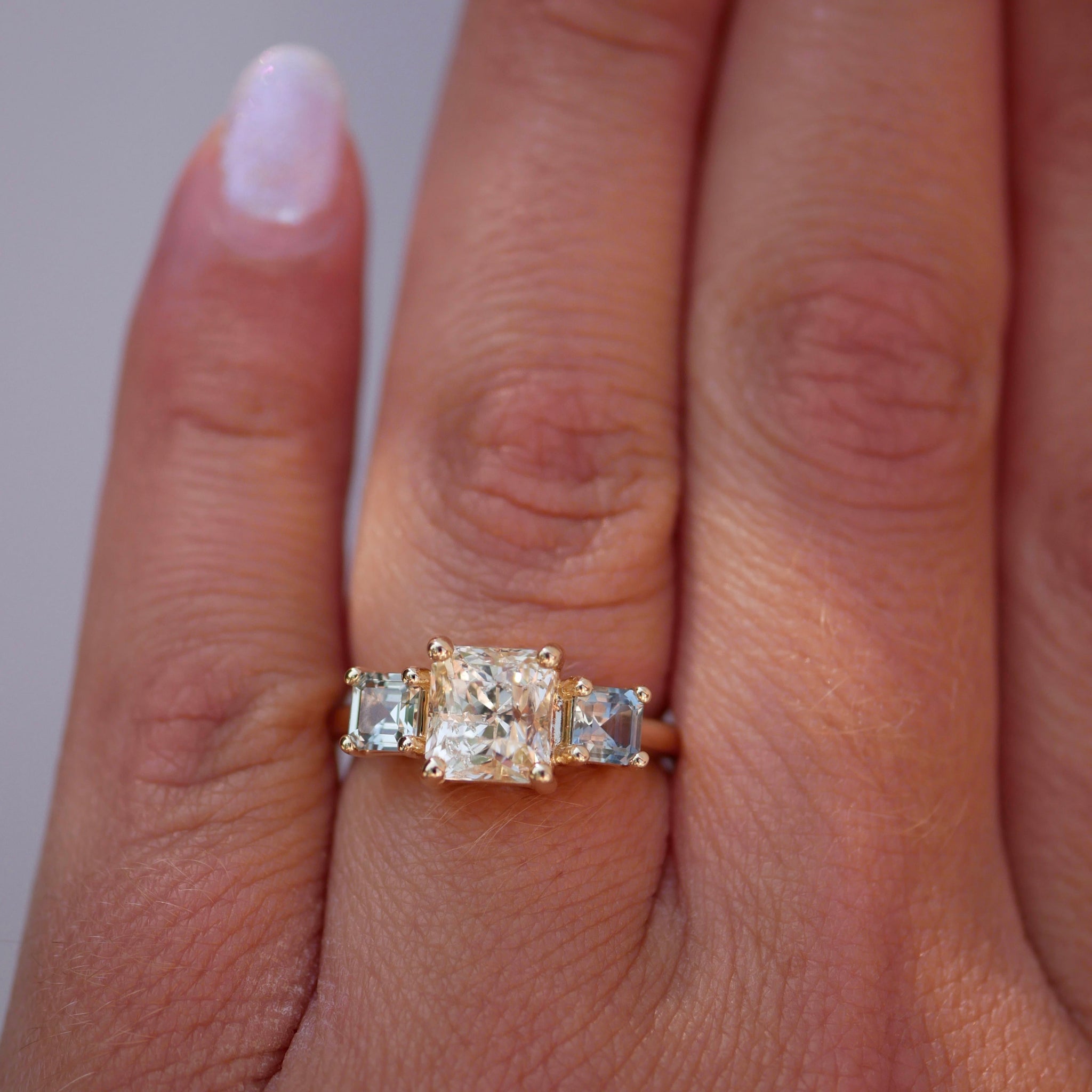 3.22cttw Cut Corner Rectangle Brilliant Sapphire <br><b> Emily Warden Designs </b>| Radiant Sapphire Triology