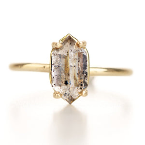 Shaela Elongated Hexagon Salt & Pepper Diamond Engagement Ring - MTD