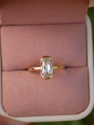 1.71ct Cushion Brilliant <br><b> Emily Warden Designs </b>| Elongated Cushion Partial Bezel Ring