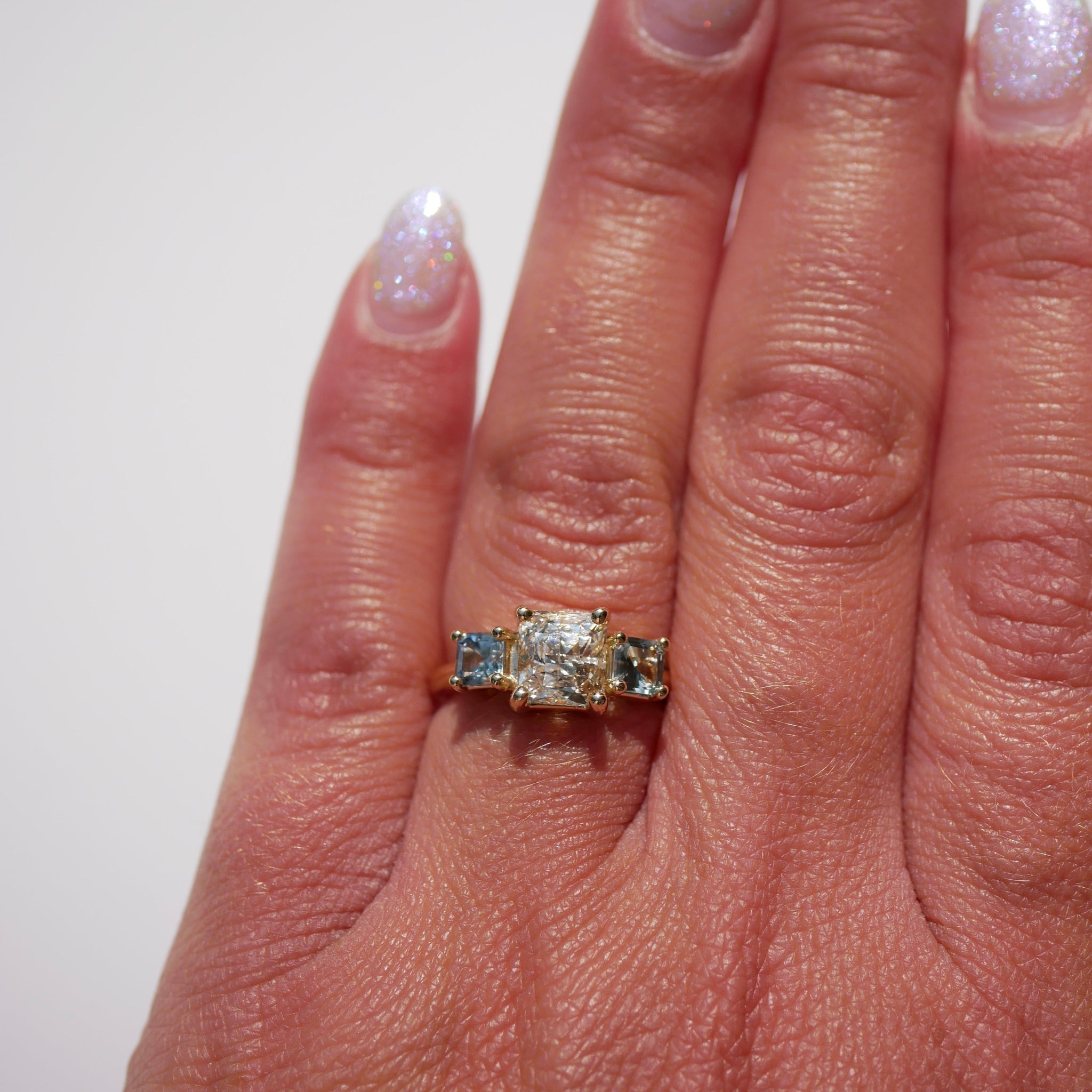 3.22cttw Cut Corner Rectangle Brilliant Sapphire <br><b> Emily Warden Designs </b>| Radiant Sapphire Triology