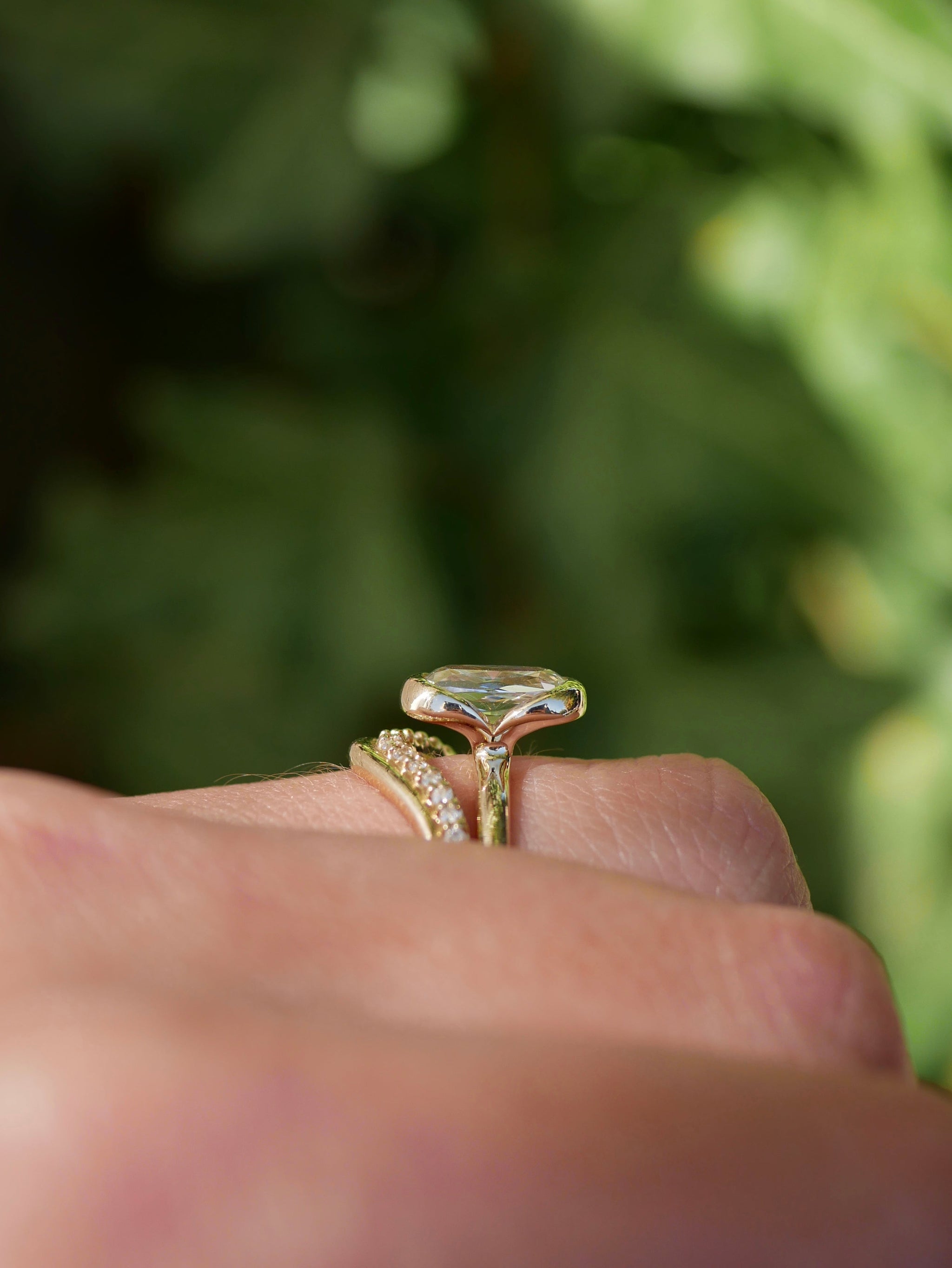 1.71ct Cushion Brilliant <br><b> Emily Warden Designs </b>| Elongated Cushion Partial Bezel Ring