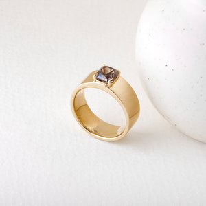 1.44ct Champagne Salt and Pepper Cut Corner Rectangle Brilliant <br><b> ATTIC </b>| Cigar Ring