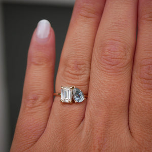 0.60ct Pear Brilliant Sapphire <br><b> Emily Warden Designs </b>| Moissanite Sapphire Toi et Moi