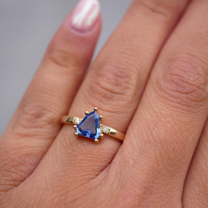 0.82ct Shield Step Cut Sapphire <br><b> Emily Warden Designs </b> Shield Sapphire Ring