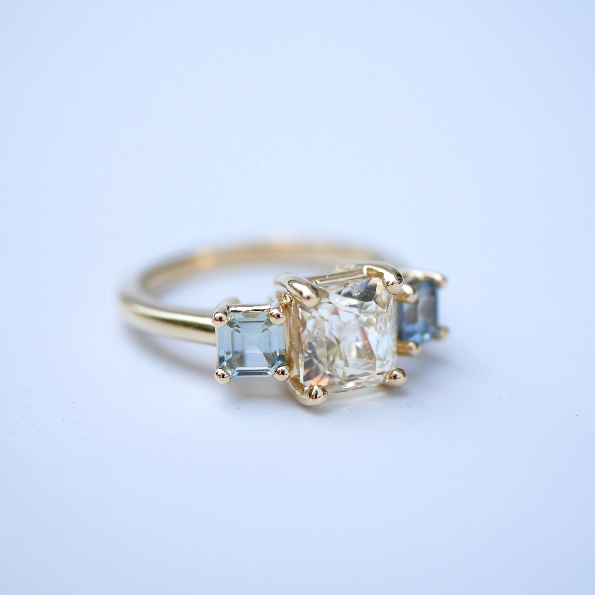 3.22cttw Cut Corner Rectangle Brilliant Sapphire <br><b> Emily Warden Designs </b>| Radiant Sapphire Triology