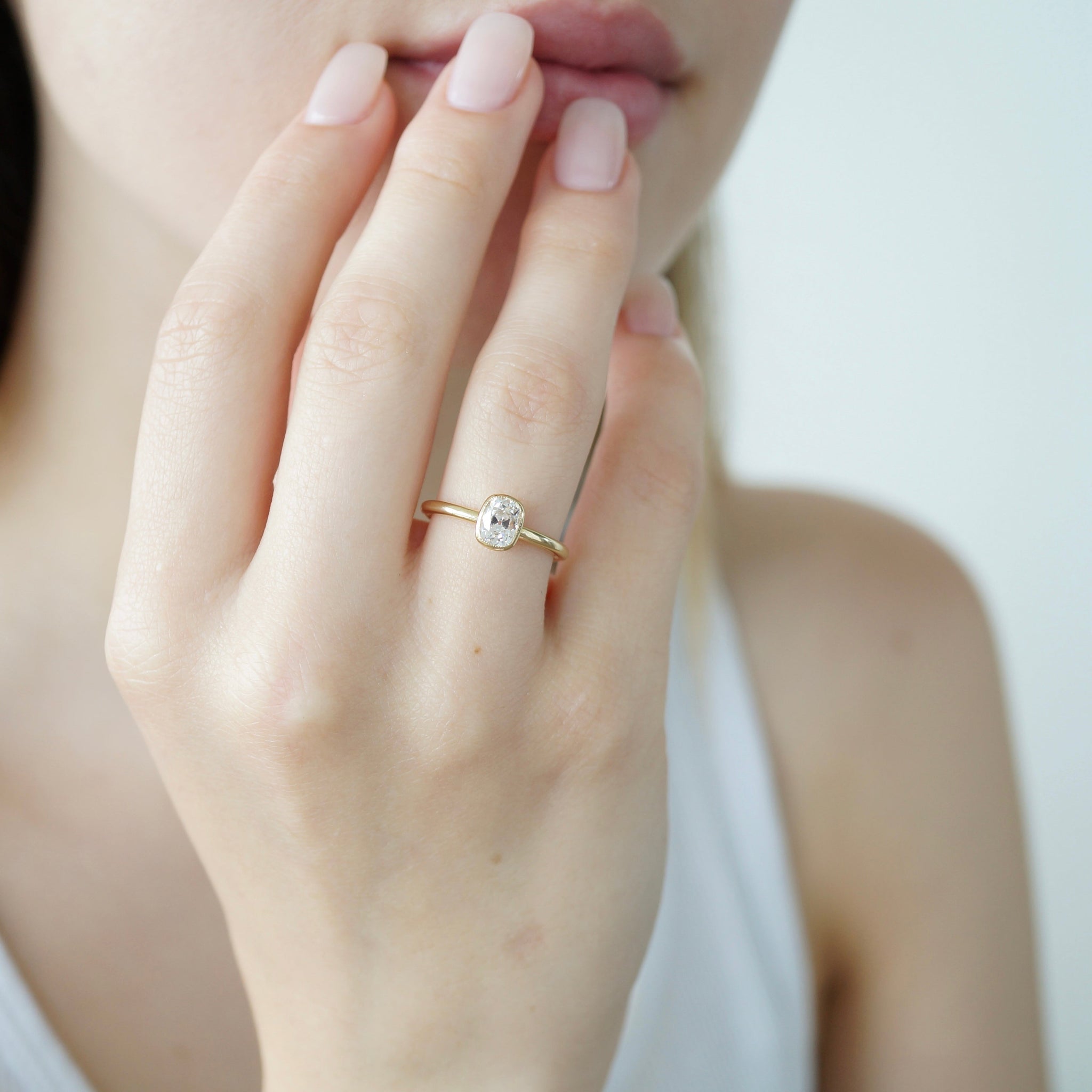 0.88ct Antique Old Mine Cut Diamond <br><b> Brockton Gems</b> | Elongated Old Mine Engagement Ring