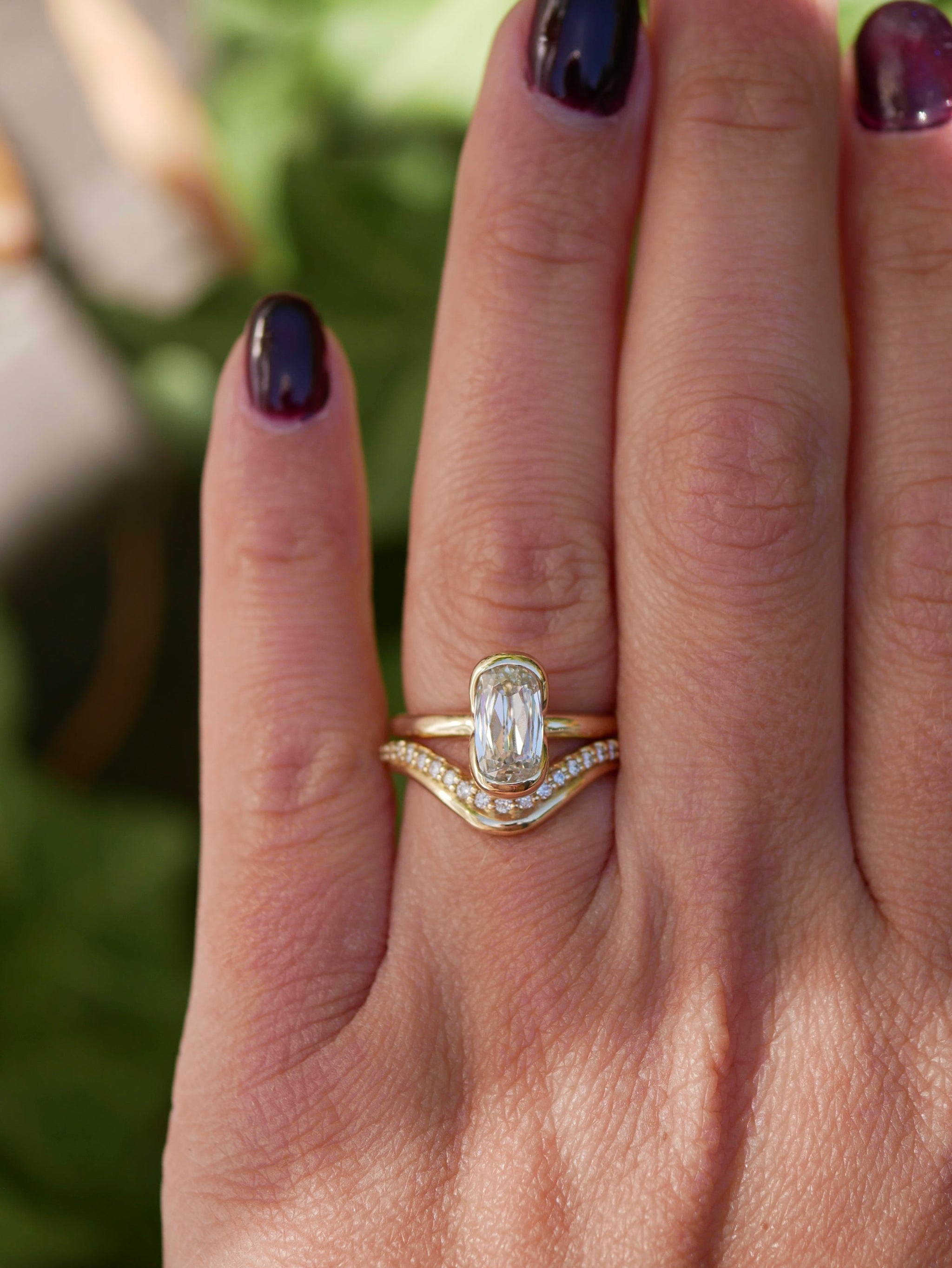 1.71ct Cushion Brilliant <br><b> Emily Warden Designs </b>| Elongated Cushion Partial Bezel Ring