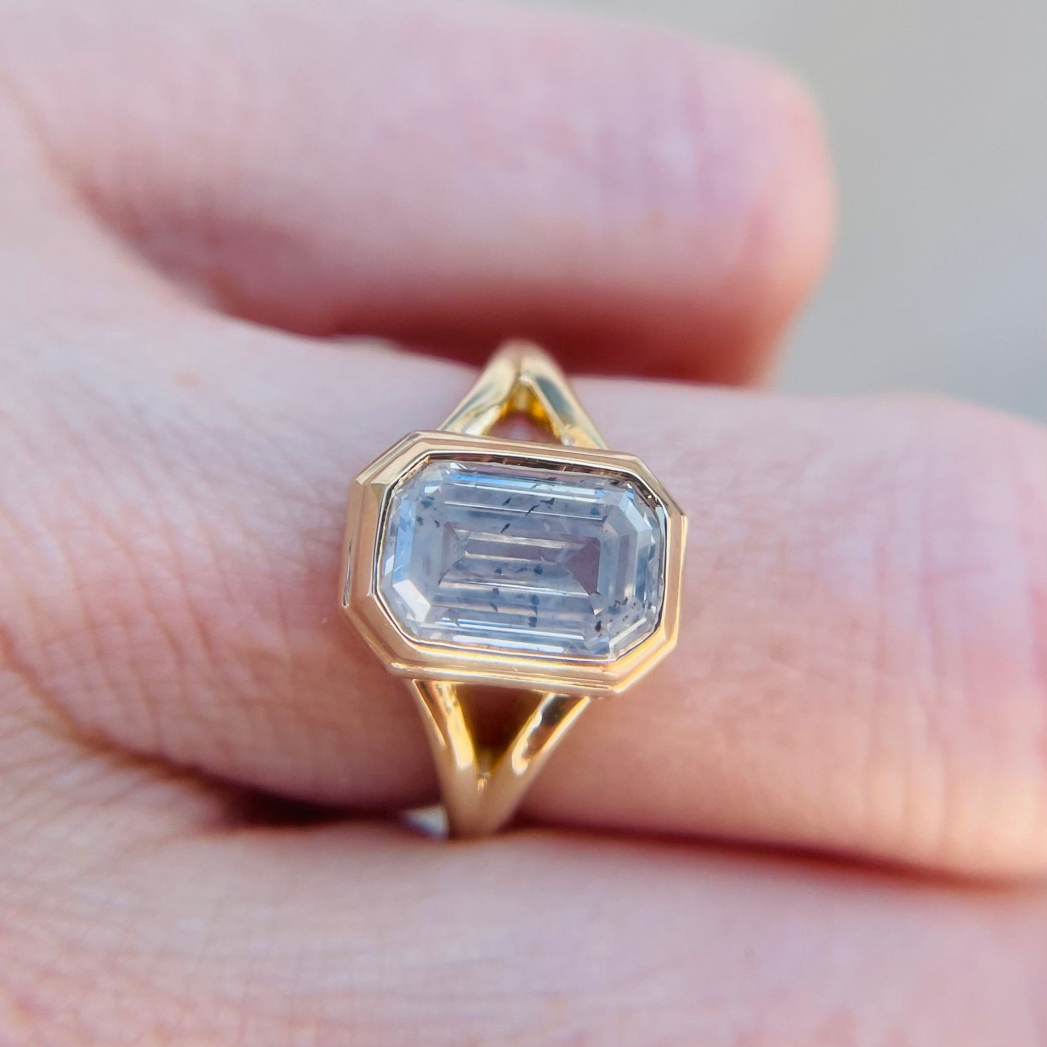 2.16ct Fancy White Cut Corner Rectangle Step Cut <br><b> Jilian Maddin </b>| Diamond Fontaine Ring