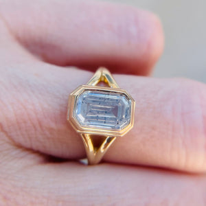 2.16ct Fancy White Cut Corner Rectangle Step Cut <br><b> Jilian Maddin </b>| Diamond Fontaine Ring