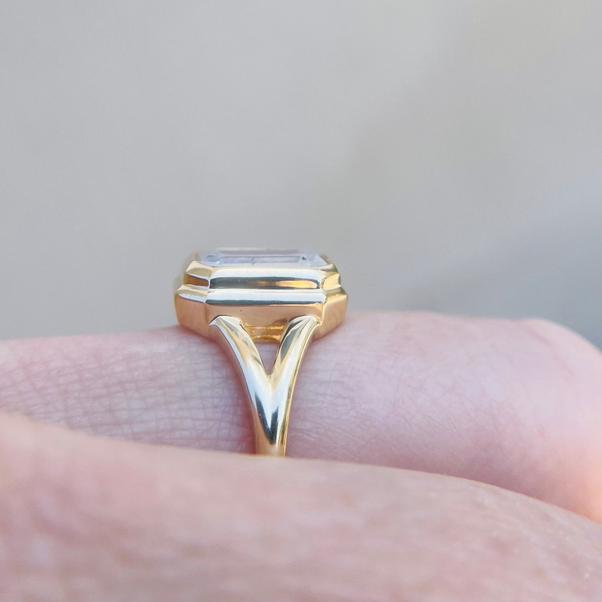 2.16ct Fancy White Cut Corner Rectangle Step Cut <br><b> Jilian Maddin </b>| Diamond Fontaine Ring