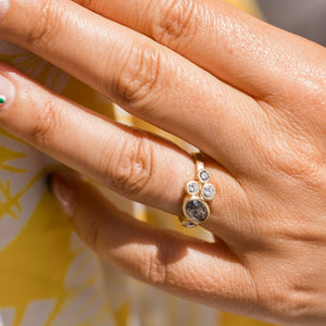 Midnight Stars Salt and Pepper Diamond Cluster Engagement Ring - MTD
