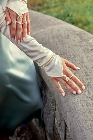 0.60ct Pear Brilliant Sapphire <br><b> Emily Warden Designs </b>| Moissanite Sapphire Toi et Moi