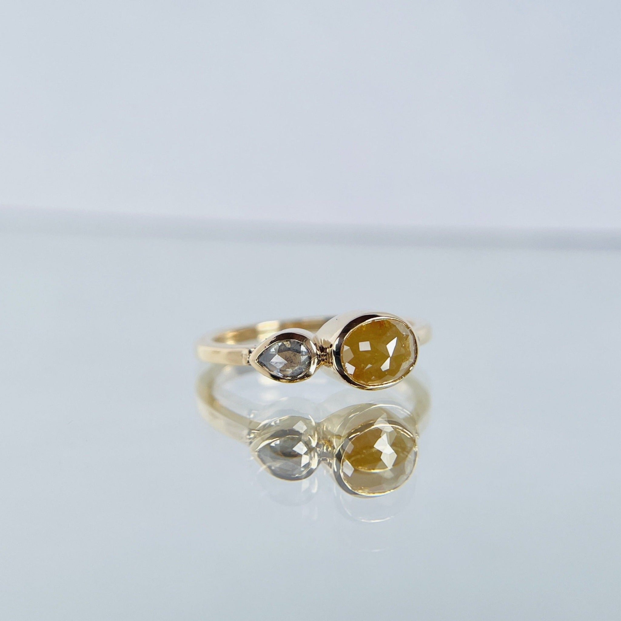 1.20cttw Oval and Pear Rosecuts <br><b> Jilian Maddin </b>| Aria Ring