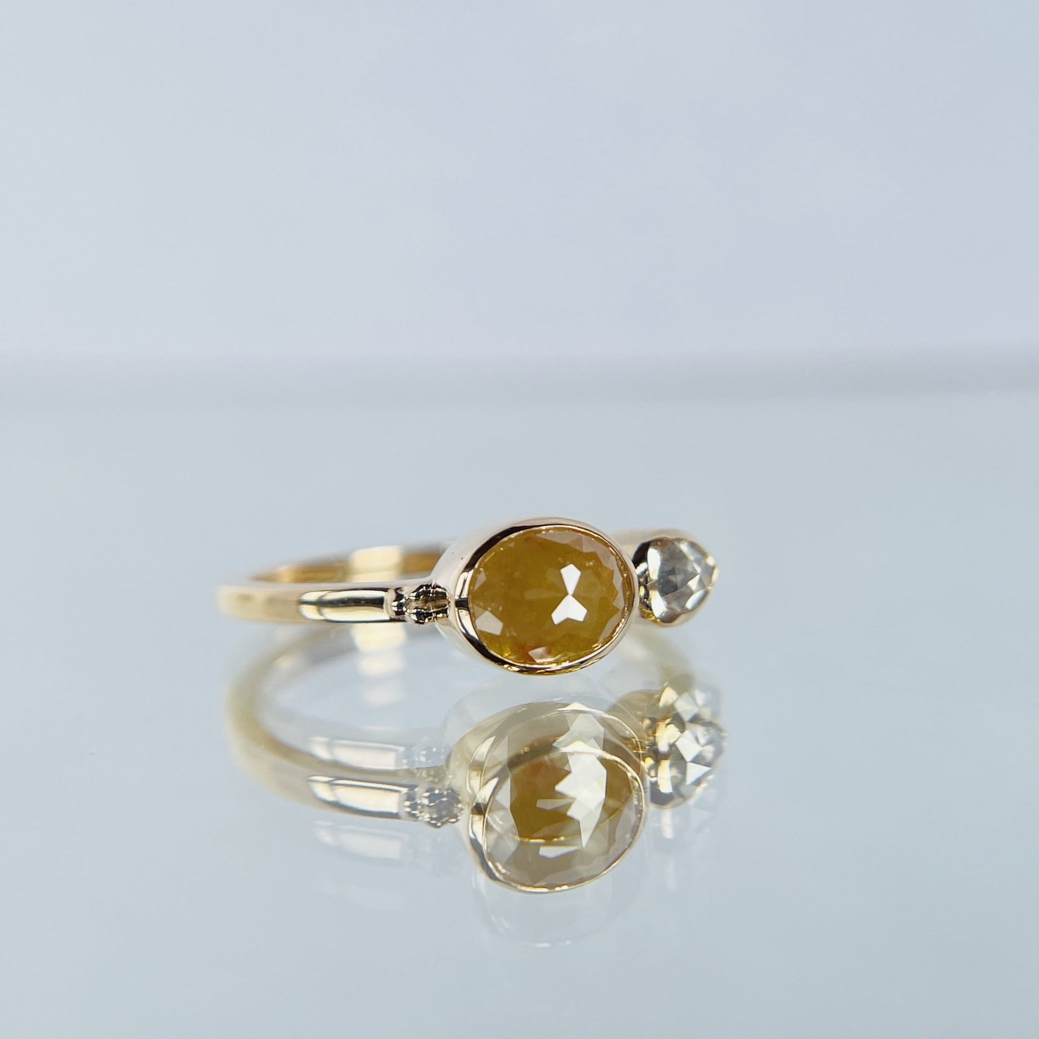1.20cttw Oval and Pear Rosecuts <br><b> Jilian Maddin </b>| Aria Ring