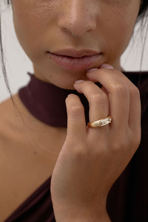 1.26ct Moval Brilliant <br><b>June Rings</b> | Champagne Juno