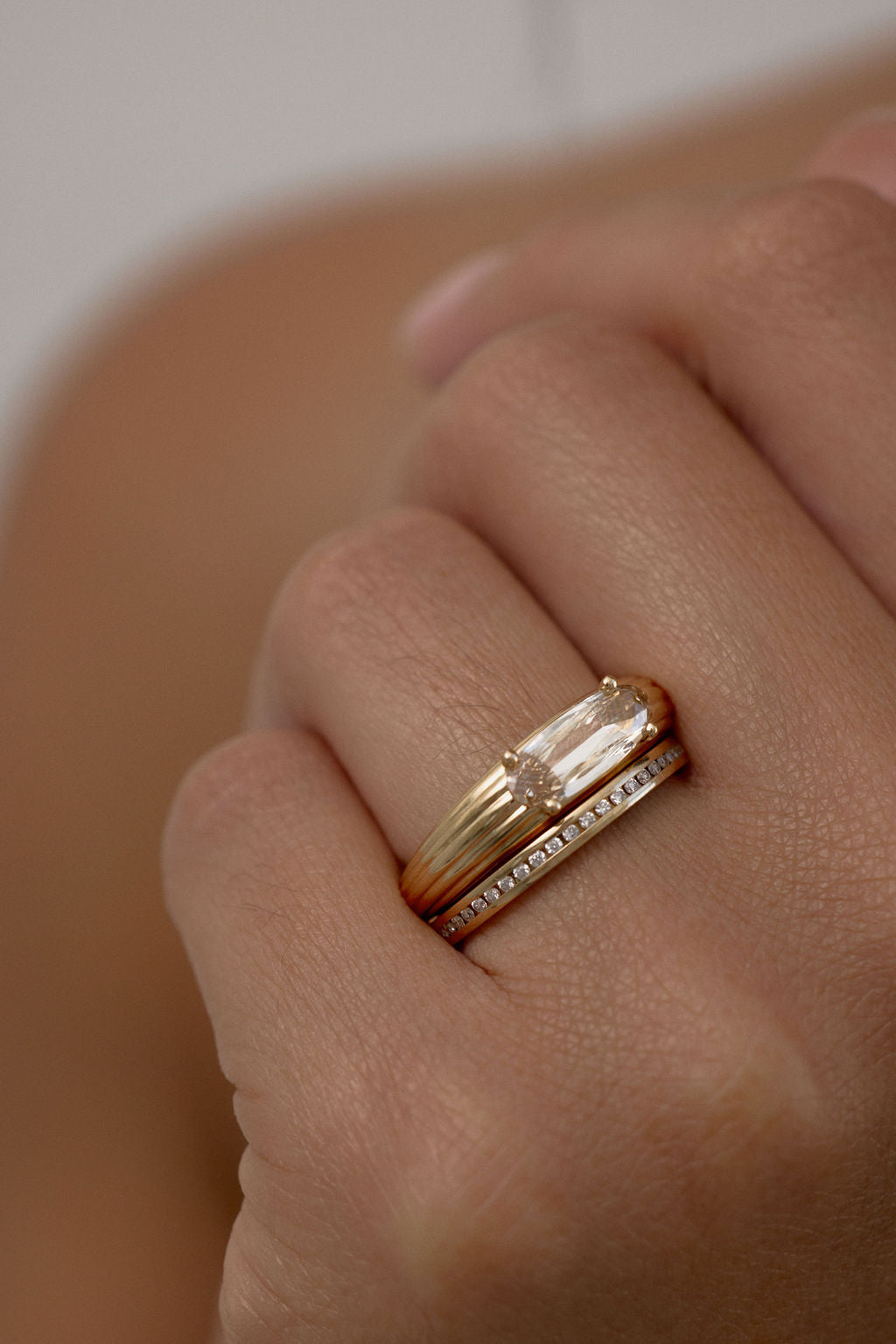 1.26ct Moval Brilliant <br><b>June Rings</b> | Champagne Juno