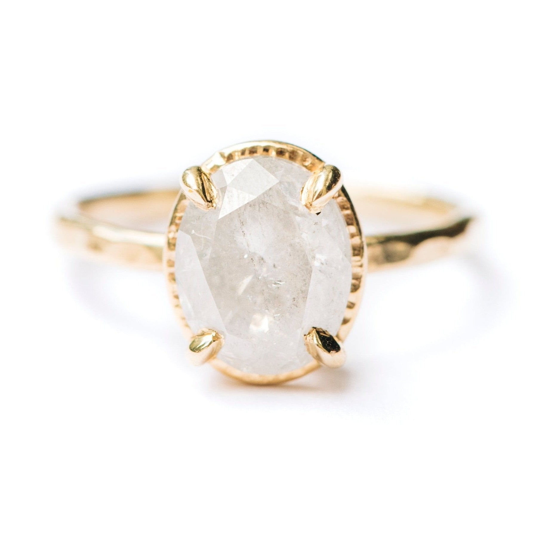 Snow Days Oval Icy Light Gray Salt and Pepper Diamond Engagement Ring - MTD